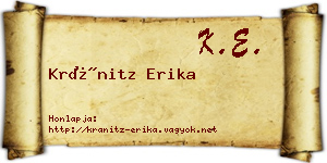 Kránitz Erika névjegykártya
